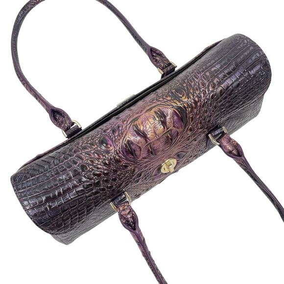 Brahmin Dayan Leather Shoulder Bag Fig Jam Melbourne Purple East West Bag - Picture 11 of 15